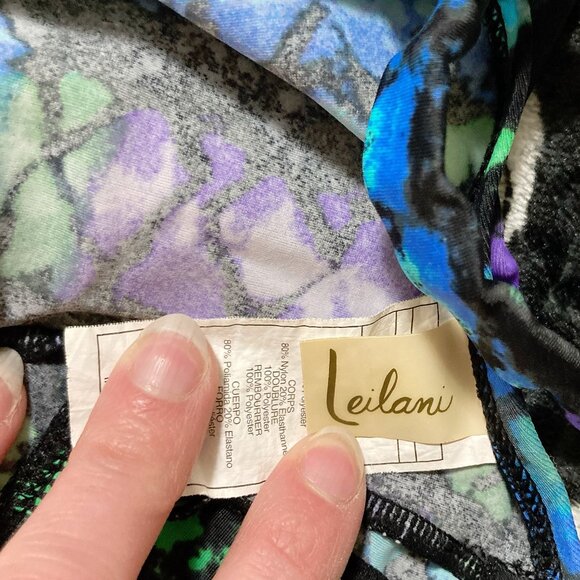 LEILANI Black multi-colour ikat tie-dye inspired print tankini top ~ LARGE XL 1X - Picture 2 of 9